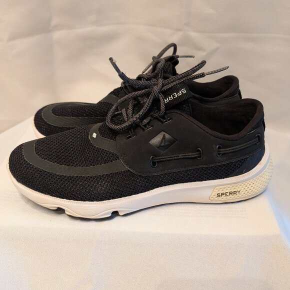 Sperry 7 SEAS Boat Shoes BLACK Size 6.5M - Picture 3 of 8